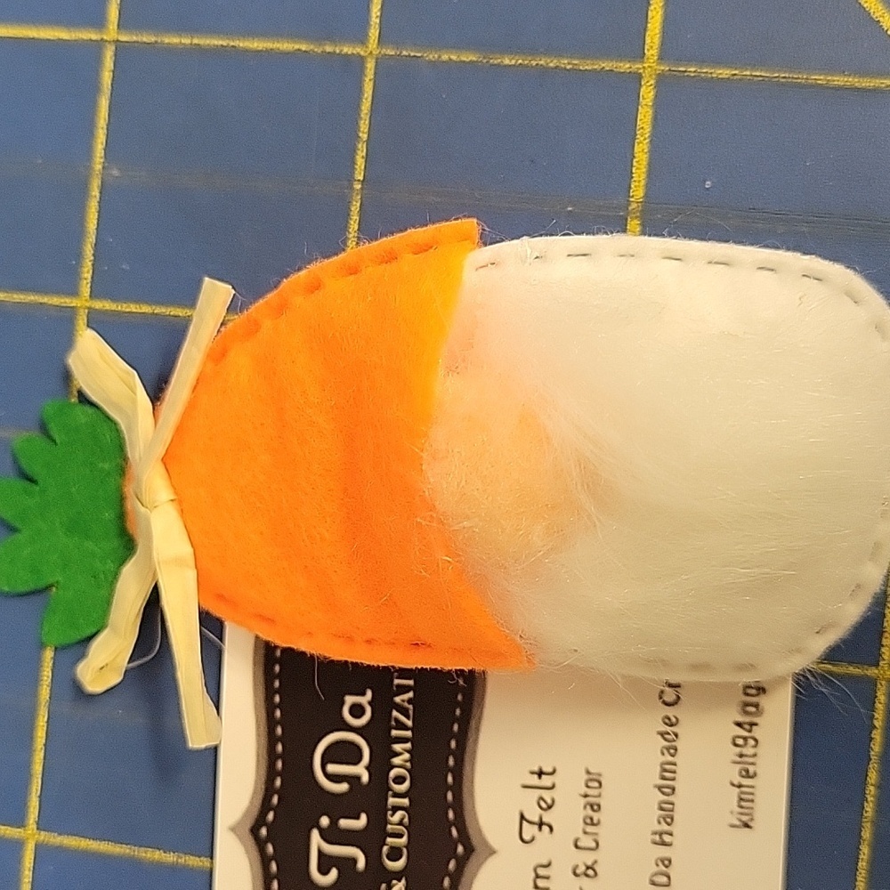 La Ti Da Handmade Creations White Orange Felt Carrot Gnome 4" Pin